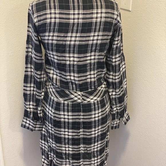 REVOLVE HEARTLOOM KASEY DRESS PLAID SHIRTDRESS BLACK WHITE TIE WAIST XS NEW $120 - Picture 8 of 11